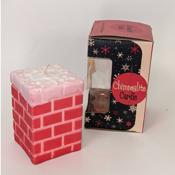 Vintage Mid-Century Christmas Candle, Chimneylite Red Brick Chimney, Kitschy 50s - Picture 2 of 10